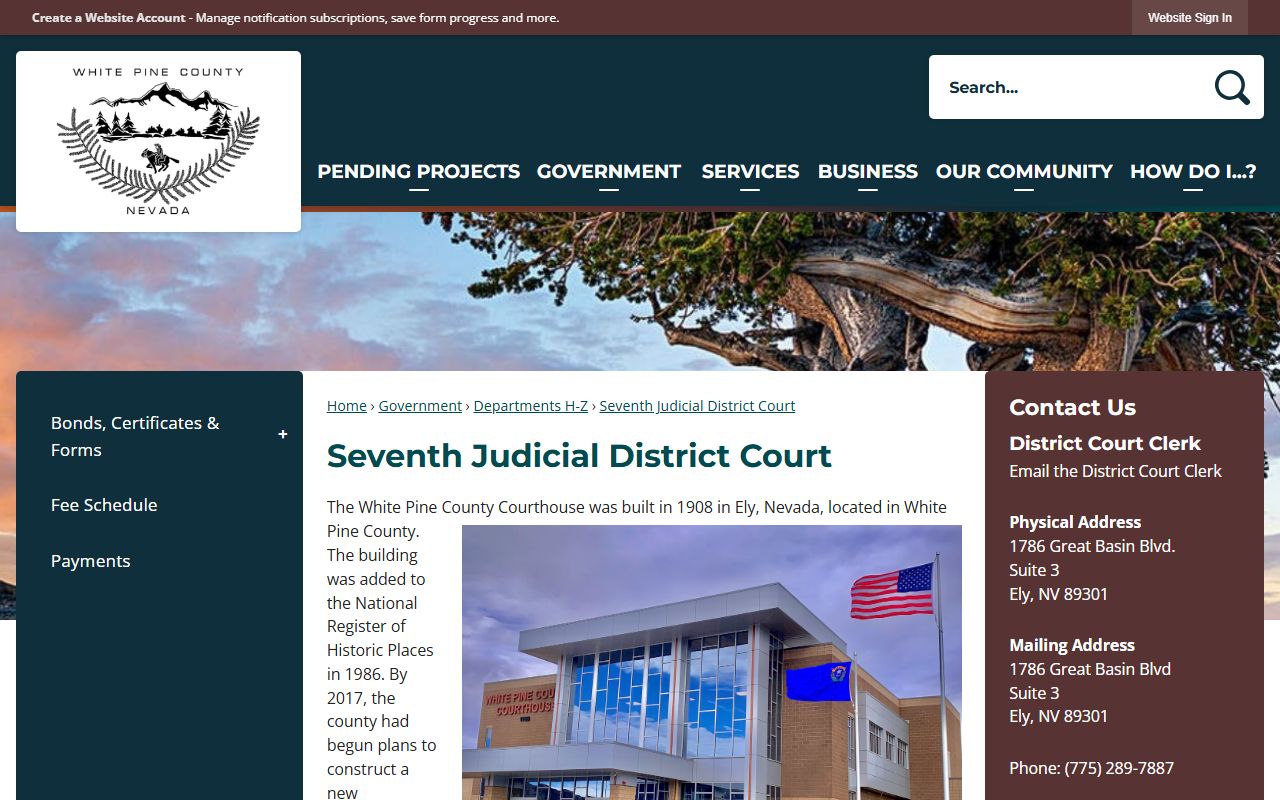 White Pine County court records after jail arrest district court page